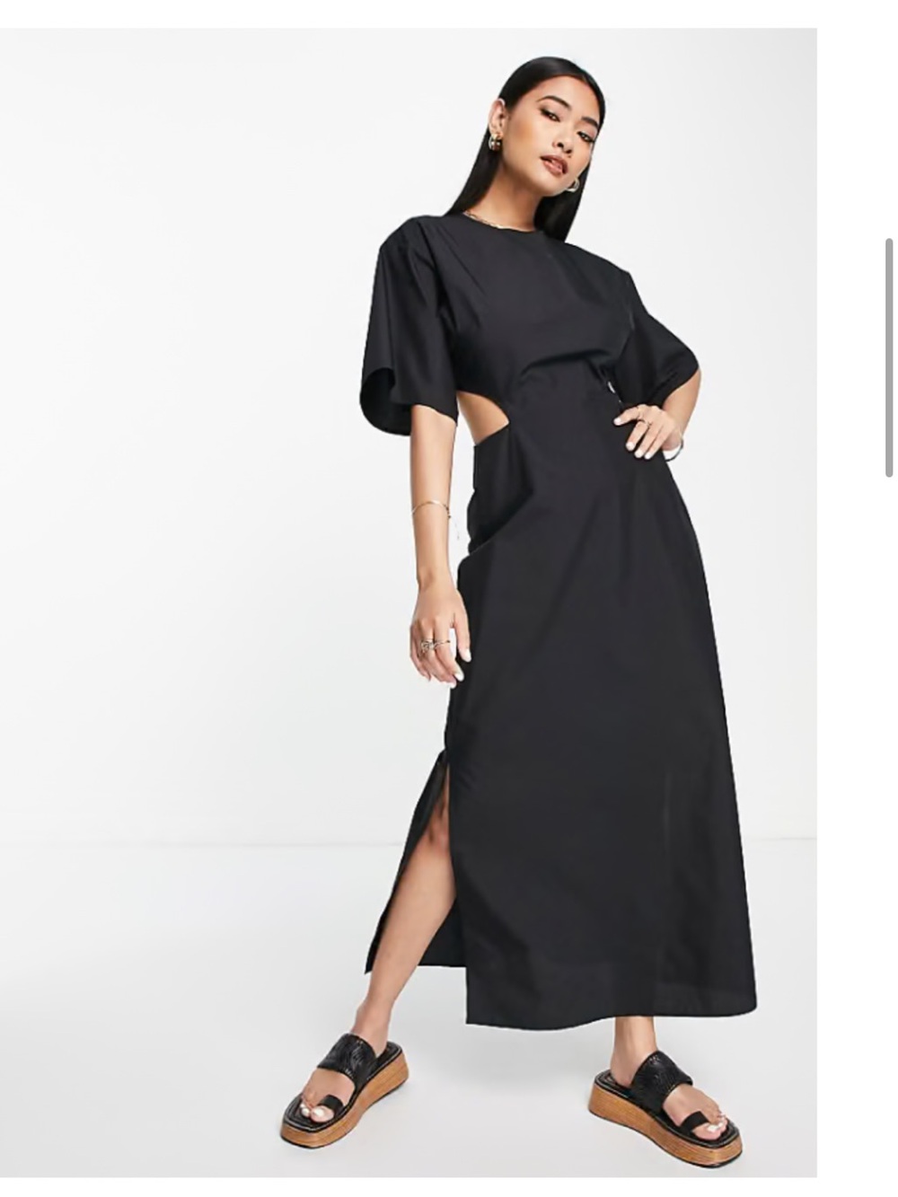 ASOS Black Cutout Maxi Dress with Side Slit